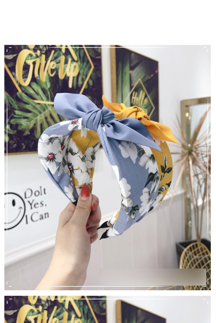 Fashion Yellow Floral Fabric Bow Wide-brimmed Headband,Head Band