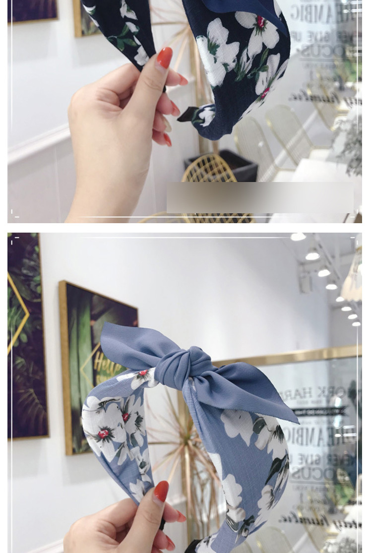 Fashion Blue Floral Fabric Bow Wide-brimmed Headband,Head Band