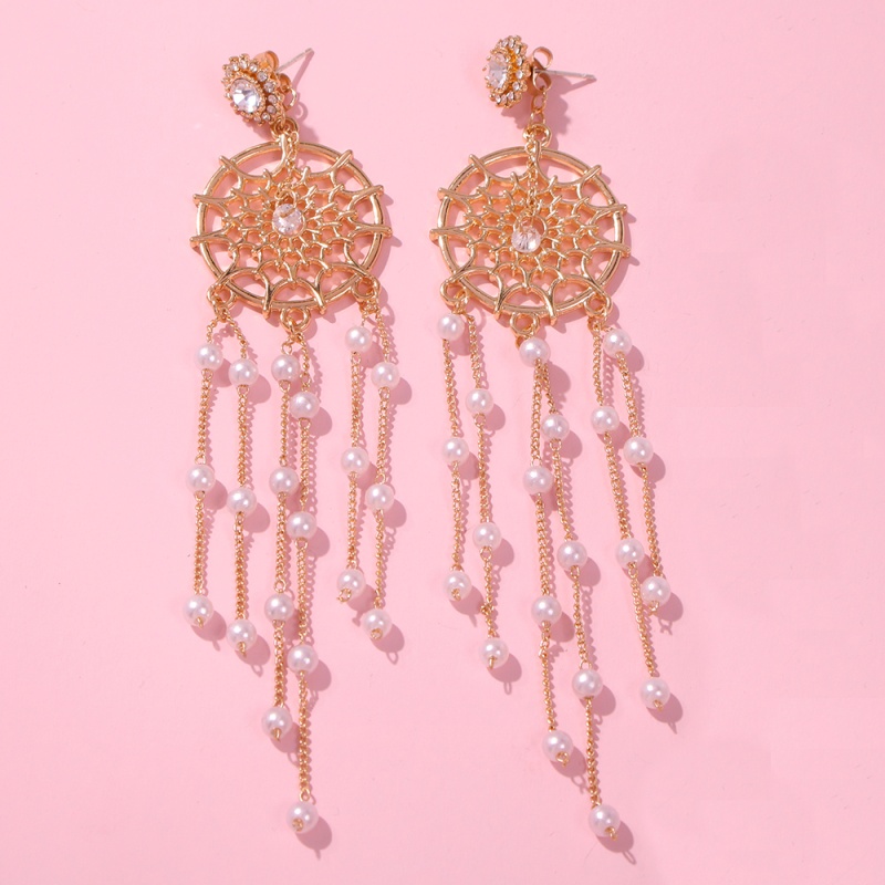 Fashion Gold Alloy Pearl Tassel Earrings,Drop Earrings