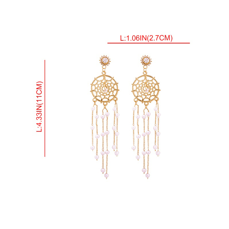 Fashion Gold Alloy Pearl Tassel Earrings,Drop Earrings