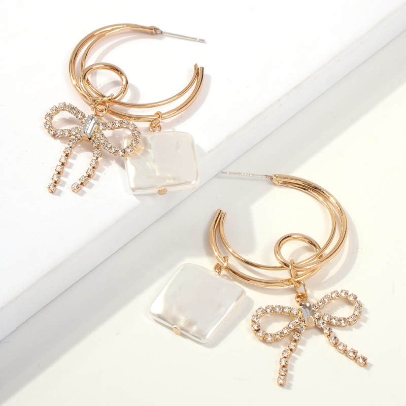 Fashion Gold Alloy Pearl Love Stud Earrings,Hoop Earrings