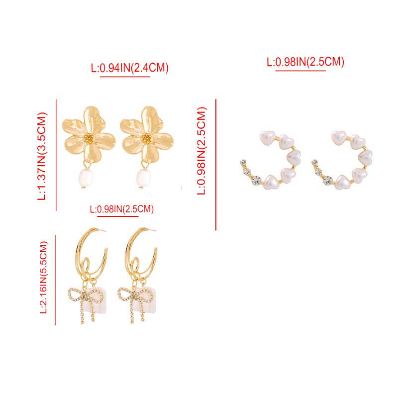 Fashion Gold Alloy Pearl Love Stud Earrings,Hoop Earrings