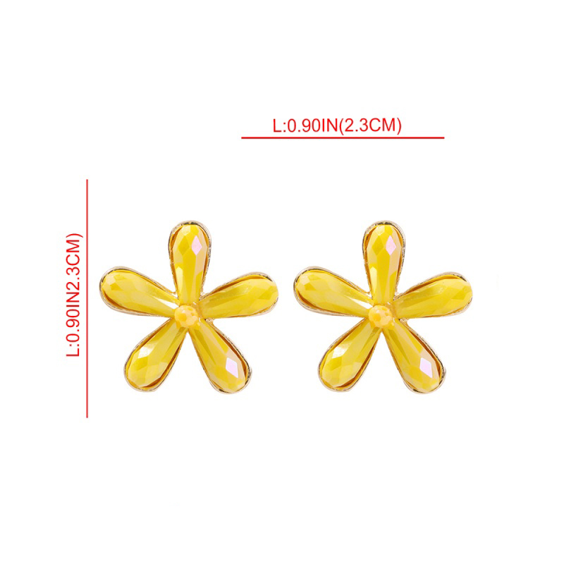 Fashion Yellow Alloy Resin Flower Earrings,Stud Earrings