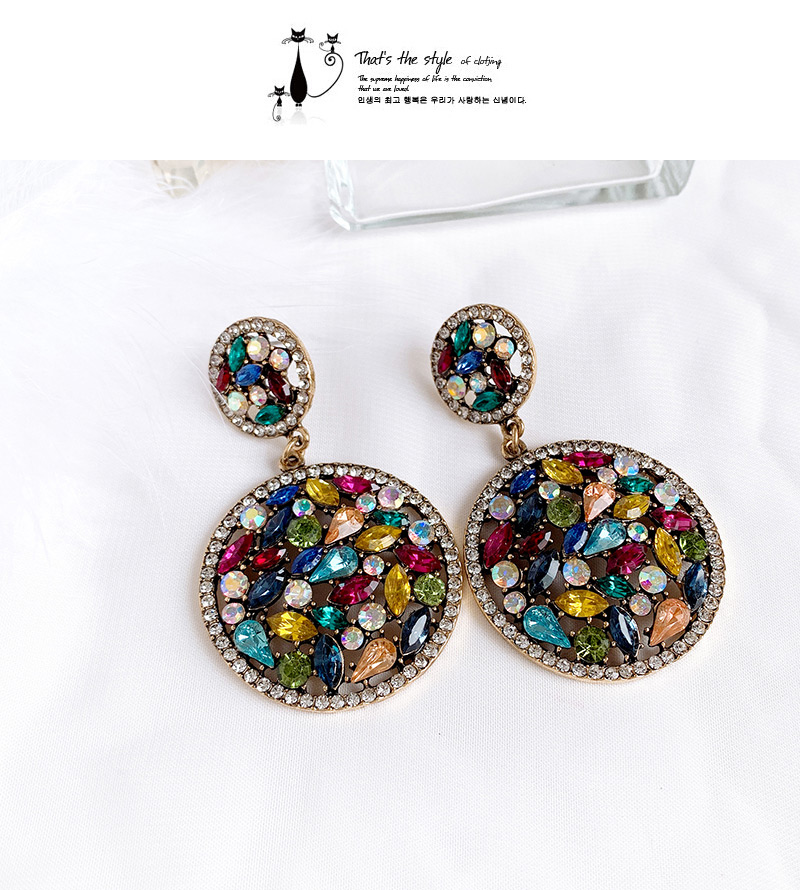 Fashion Ab Color Alloy Diamond Round Earrings,Drop Earrings