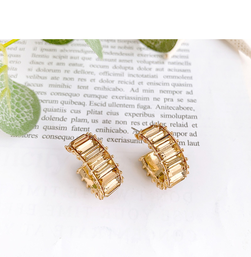 Fashion Ab Color Alloy Diamond Wide Round Earrings,Stud Earrings