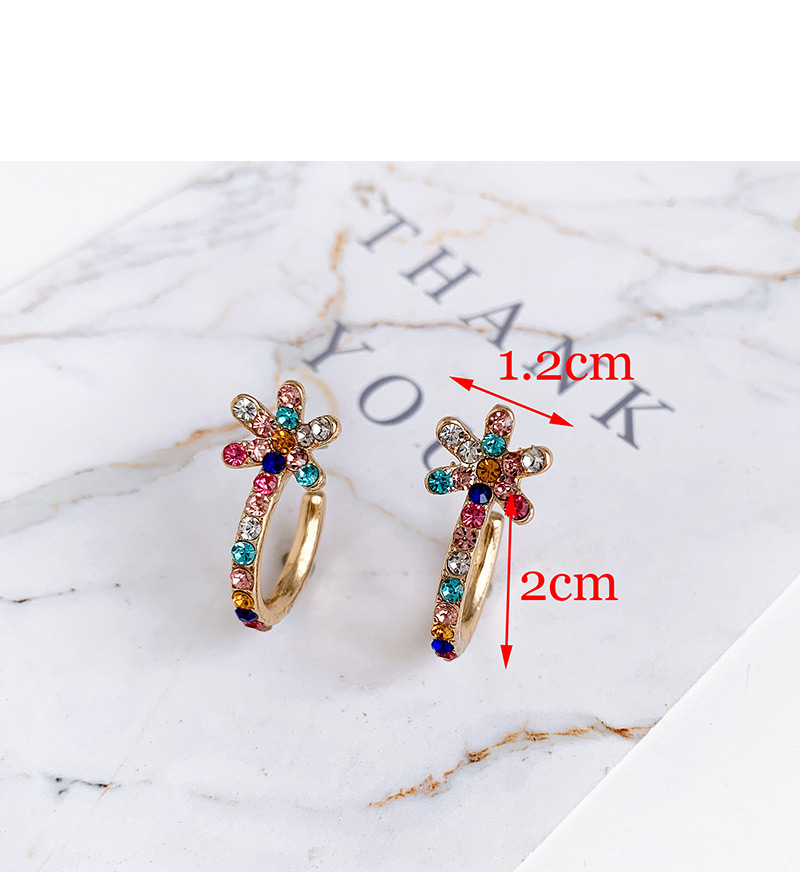 Fashion Color Alloy Diamond Round Flower Earrings,Stud Earrings