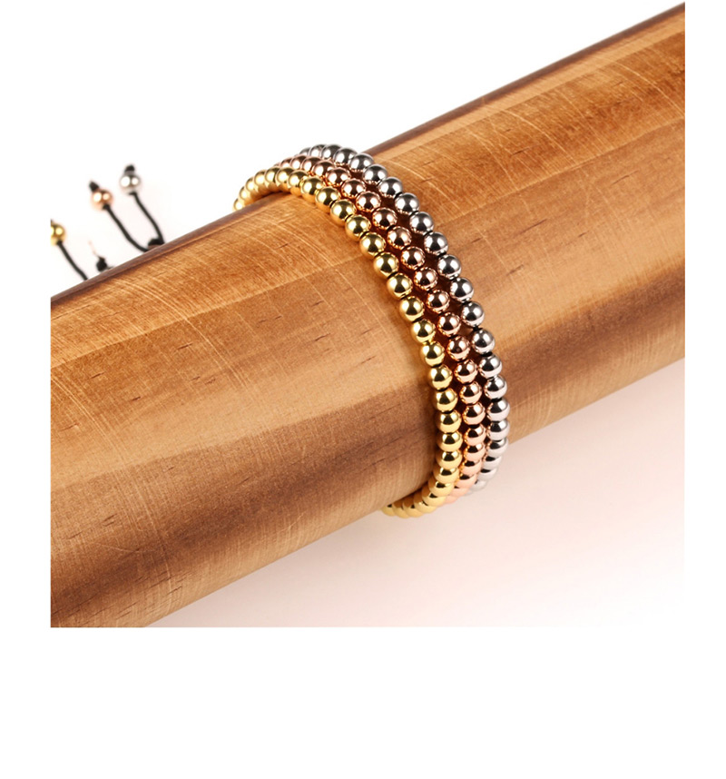 Fashion Rose Gold Solid Copper Beads Adjustable Braided Bracelet,Bracelets