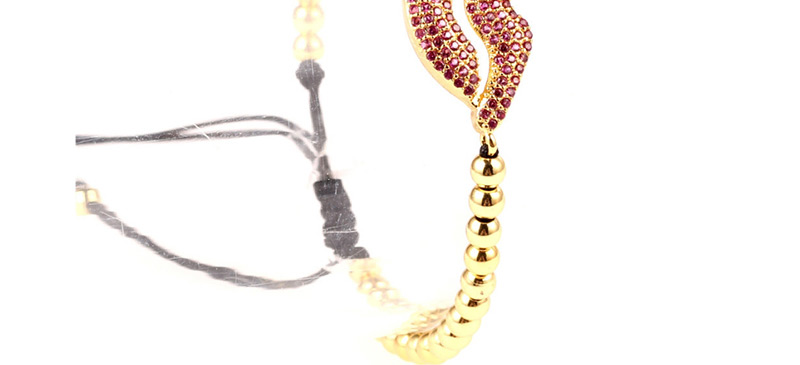 Fashion Red Plated Gold Lip-set Diamond Ball Bracelet,Bracelets