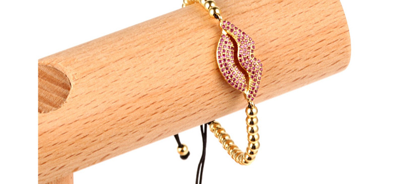 Fashion Red Plated Gold Lip-set Diamond Ball Bracelet,Bracelets