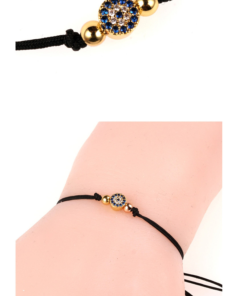 Fashion Crown Eye Black Plated Gold And Diamond Braided Hand Rope,Bracelets