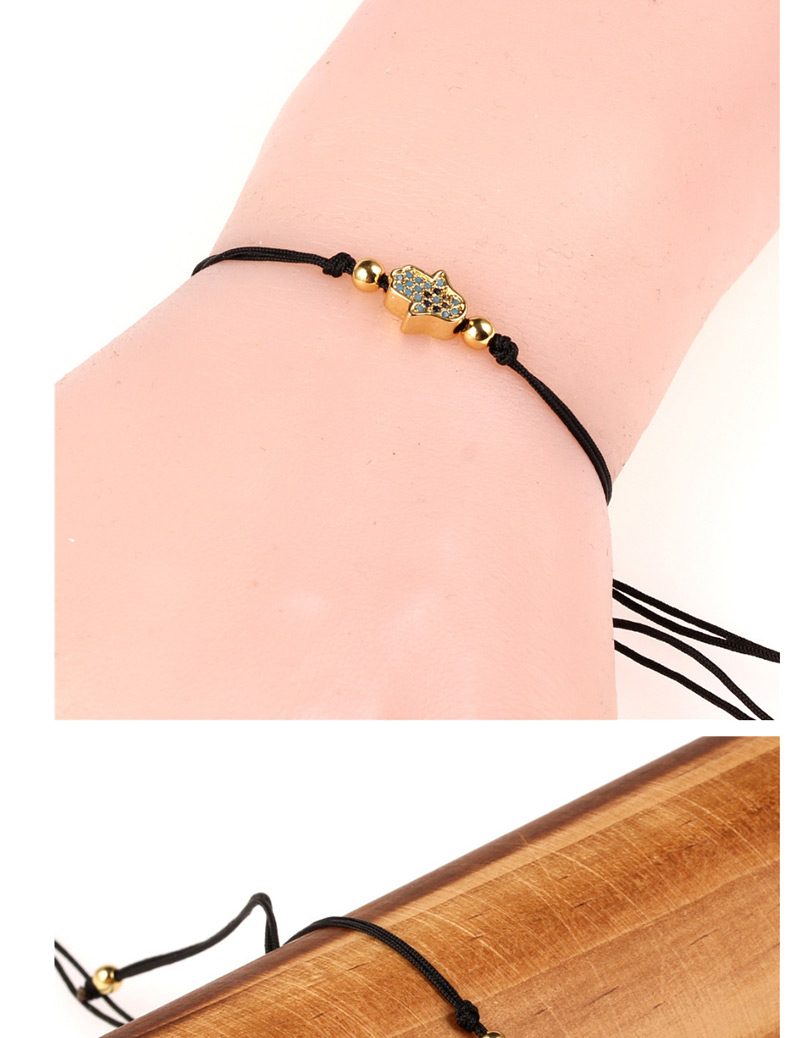 Fashion Star Black Plated Gold And Diamond Braided Hand Rope,Bracelets