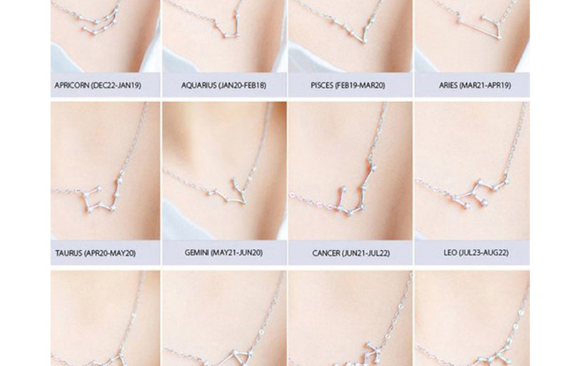 Fashion Gemini Gold Twelve Constellation Inlaid Zircon Necklace,Bracelets