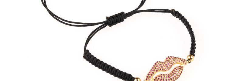 Fashion Black Plated Gold Lip Studded Draw Bracelet,Bracelets