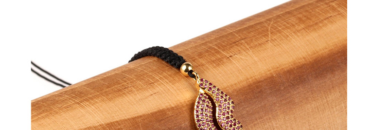 Fashion Black Plated Gold Lip Studded Draw Bracelet,Bracelets