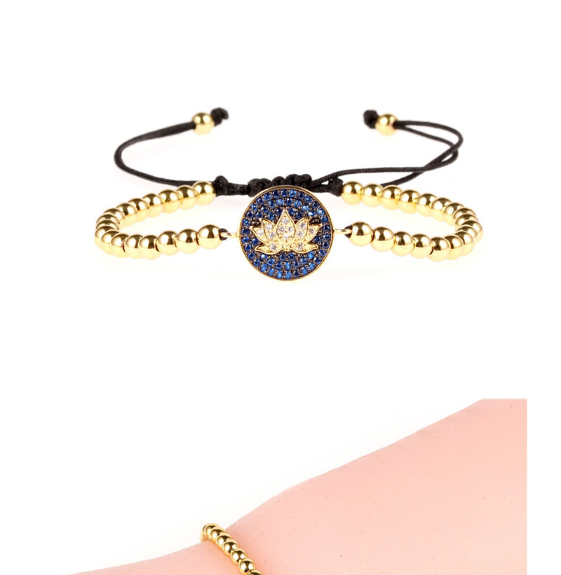 Fashion Lotus Gold Gold-plated Steel Ball Full Diamond Bracelet,Bracelets