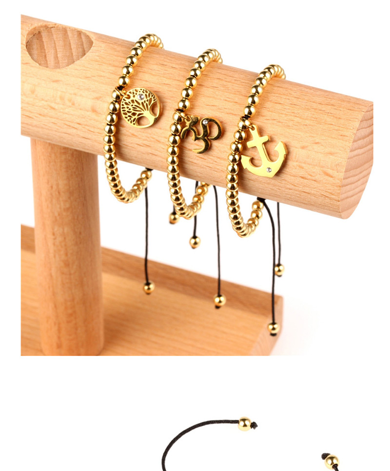 Fashion Anchor Gold Zircon Life Tree Metal Bead Bracelet,Bracelets