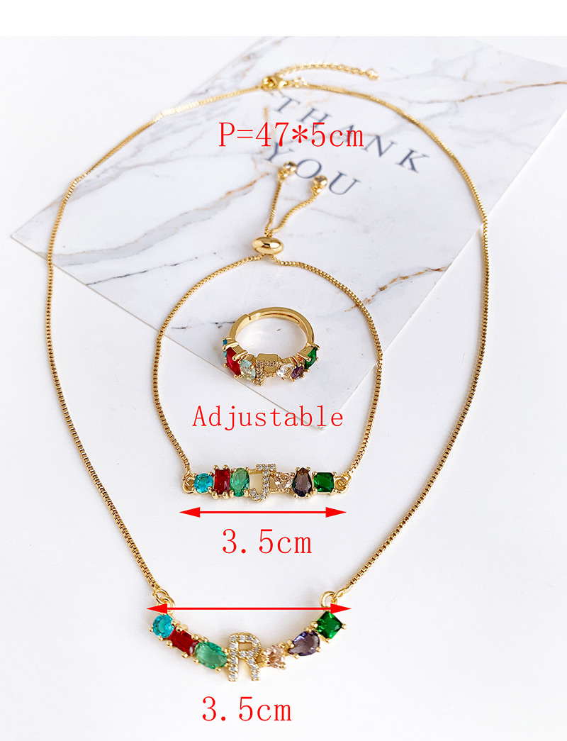Fashion Golden T Copper Inlaid Zircon Letter Necklace,Necklaces