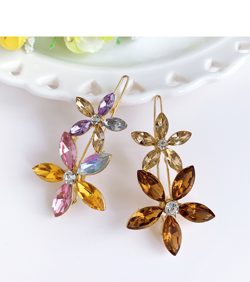 Fashion Ab Color Alloy Diamond Flower Hair Clip,Hairpins