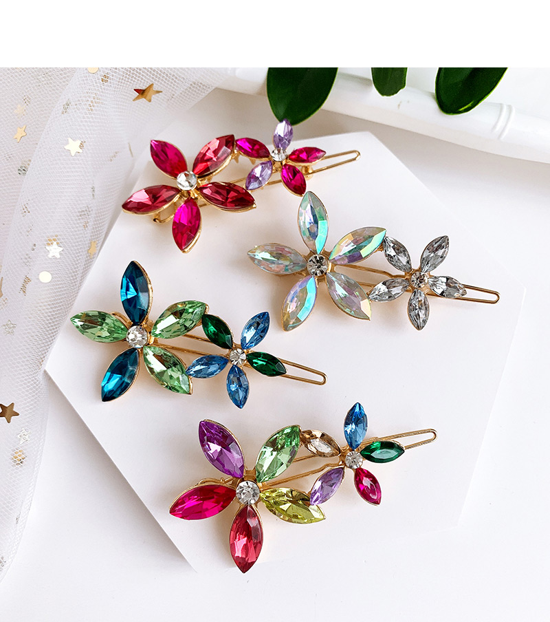 Fashion Light Color Alloy Diamond Flower Hair Clip,Hairpins
