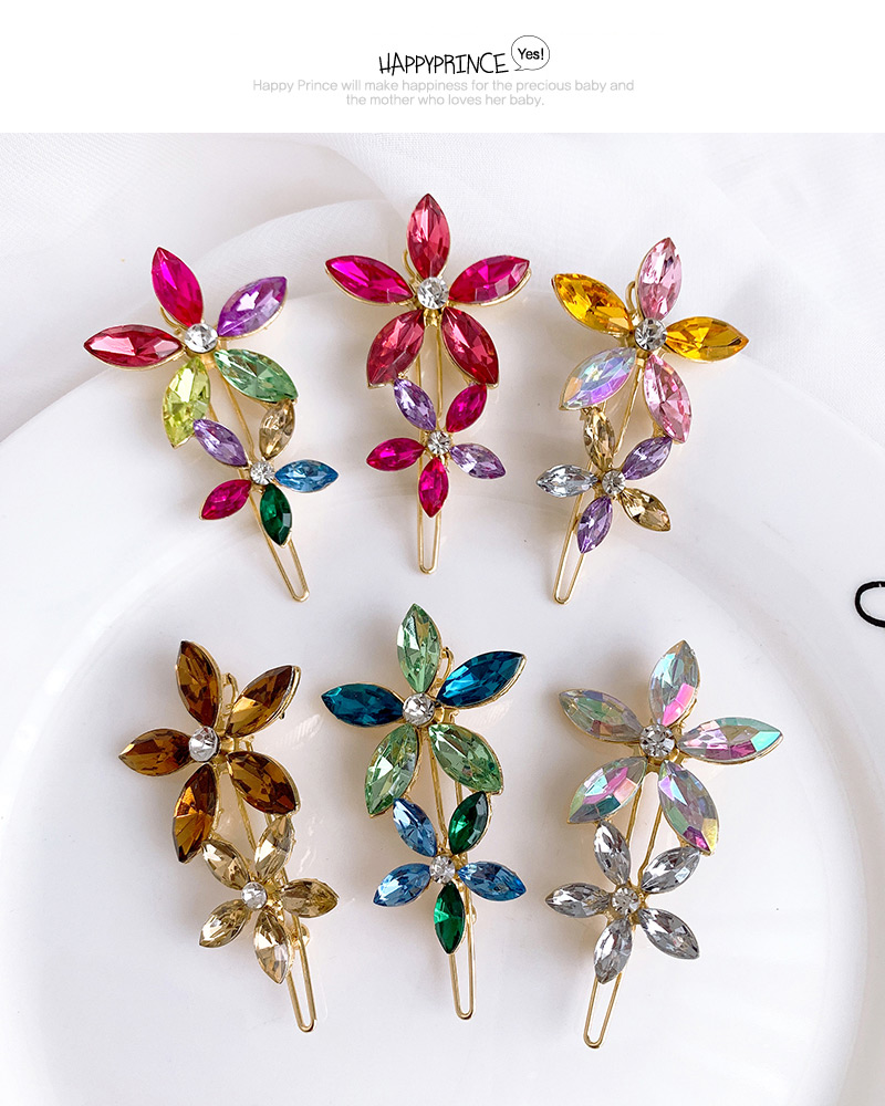 Fashion Light Color Alloy Diamond Flower Hair Clip,Hairpins