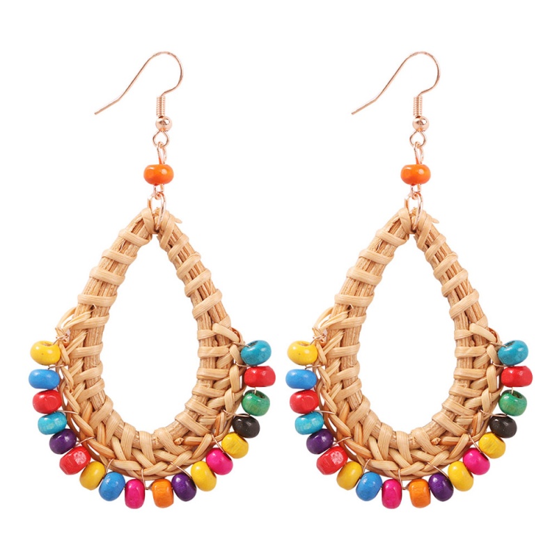 Fashion Orange Alloy Rattan Resin Beads Earrings,Drop Earrings