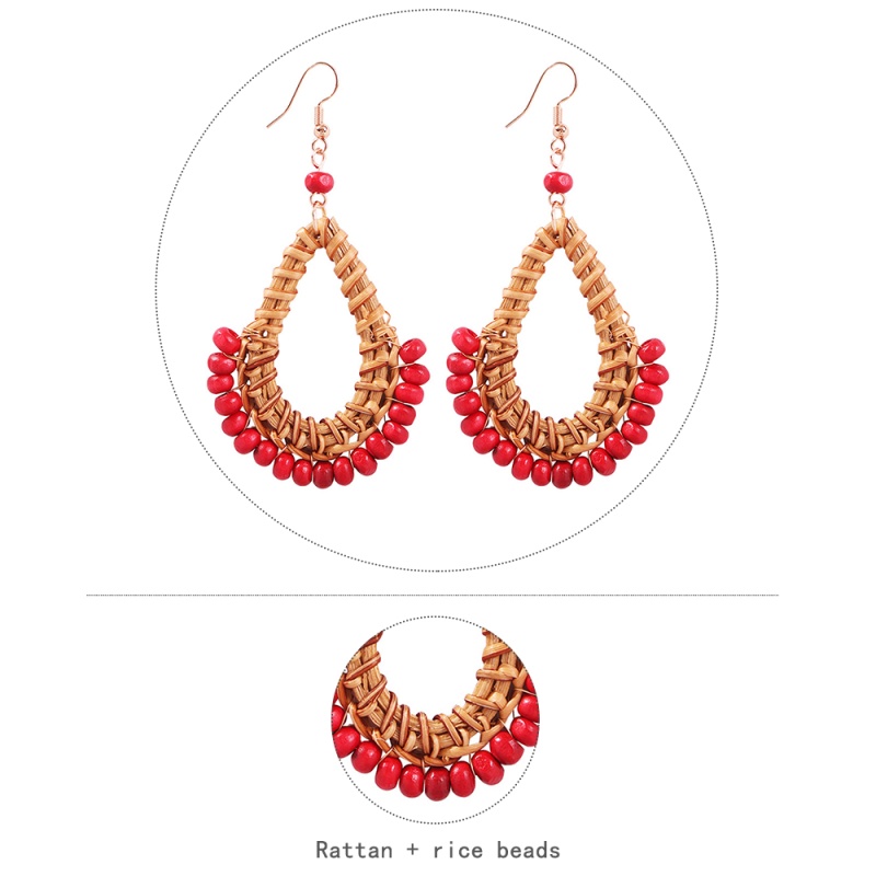 Fashion Big Red Alloy Rattan Resin Beads Earrings,Drop Earrings