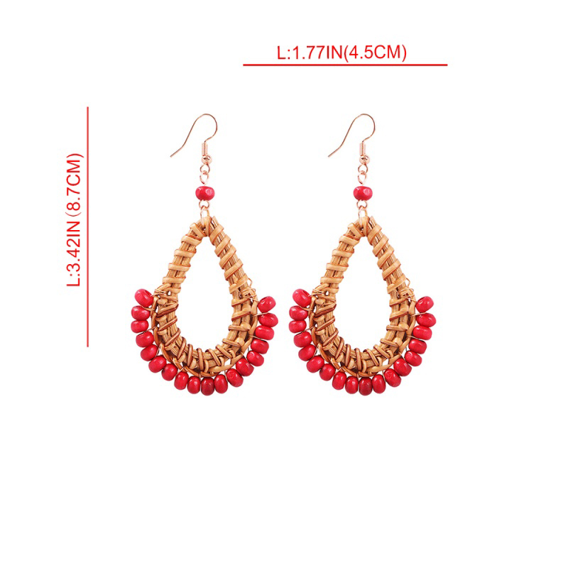 Fashion Big Red Alloy Rattan Resin Beads Earrings,Drop Earrings