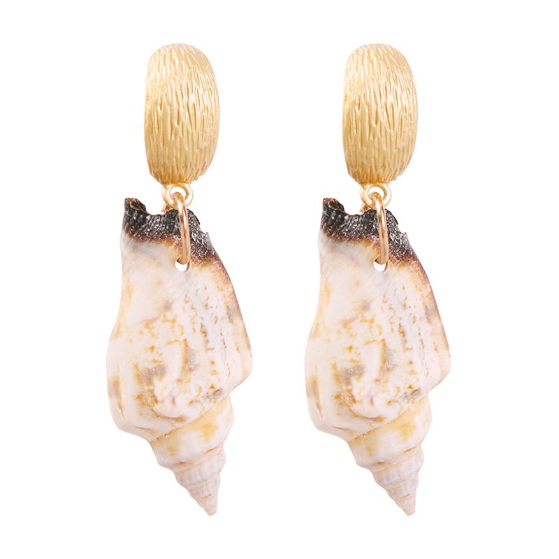 Fashion Golden Snail Alloy Shell Conch Earrings,Drop Earrings