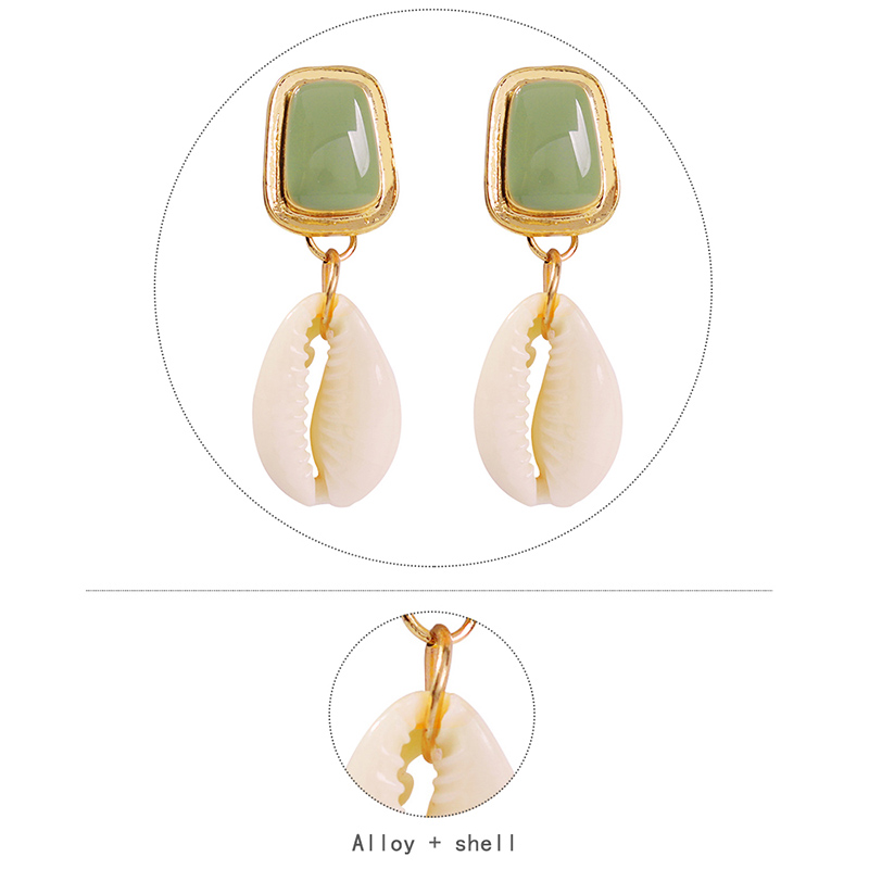 Fashion Light Green Shell Alloy Shell Conch Earrings,Drop Earrings