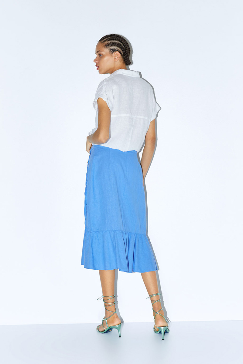 Fashion Blue Ruffle Skirt,Skirts