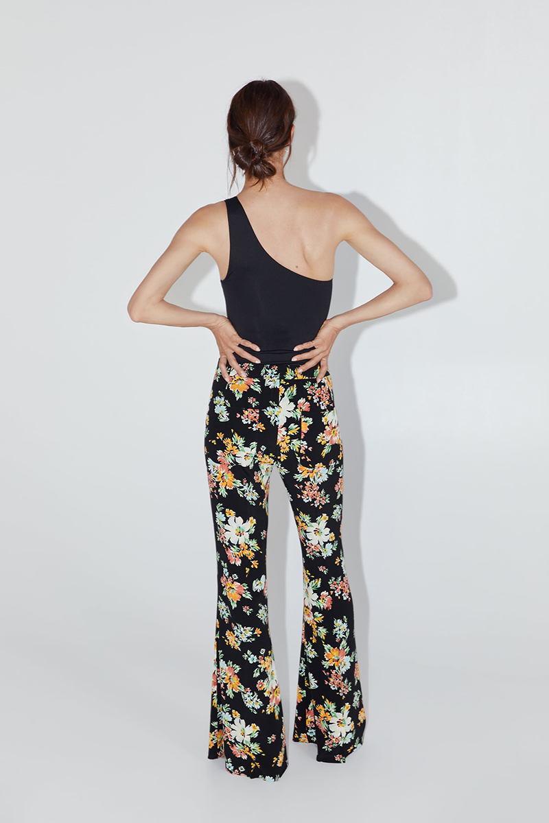 Fashion Color Flower Print Pants,Pants