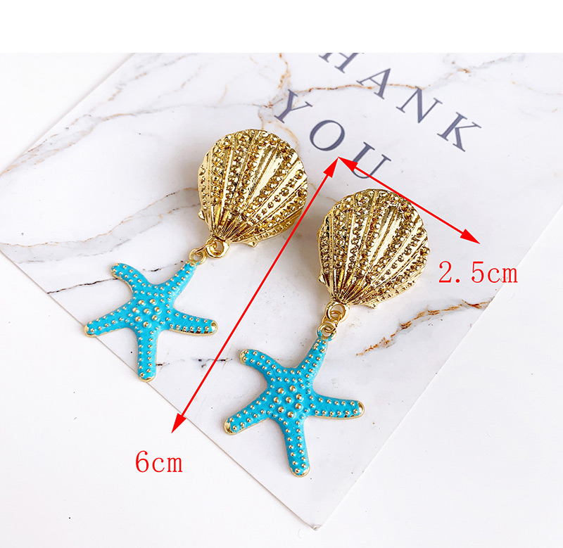 Fashion White Alloy Shell Starfish Earrings,Drop Earrings