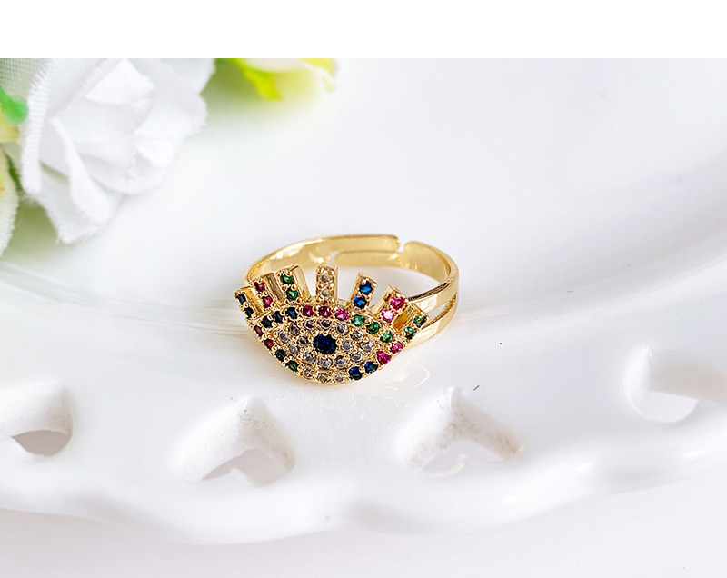 Fashion Gold Copper Inlay Zircon Palm Ring,Rings