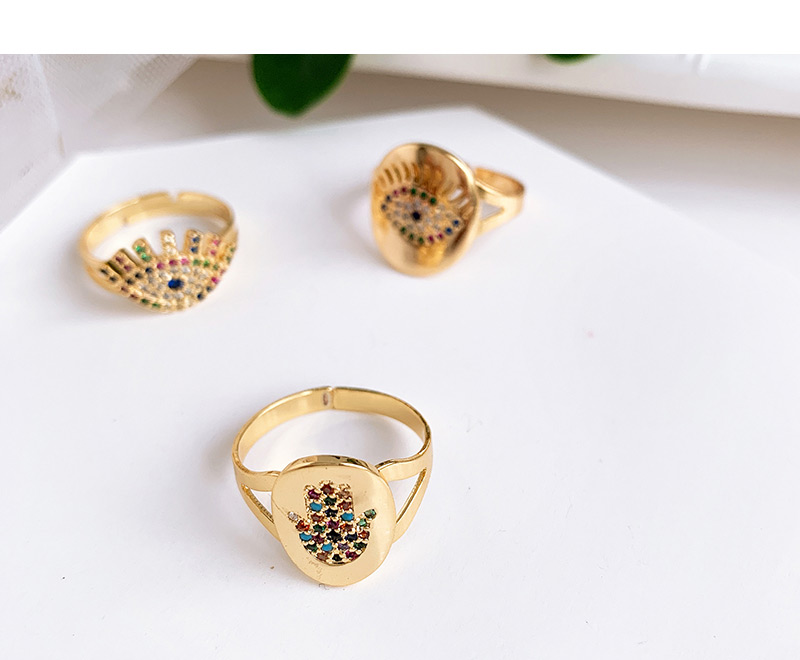 Fashion Gold Copper Inlay Zircon Eye Ring,Rings