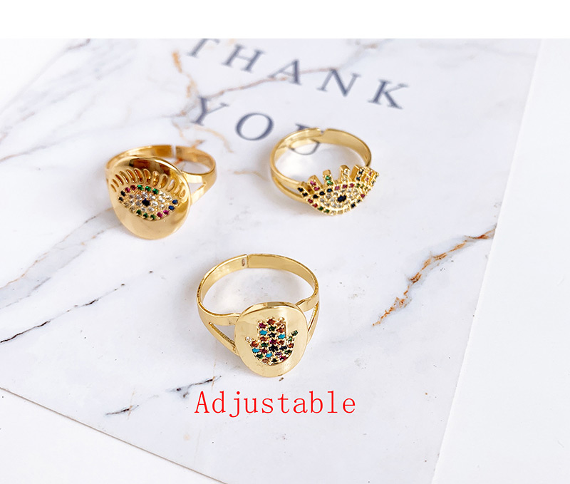 Fashion Gold Copper Inlay Zircon Palm Ring,Rings