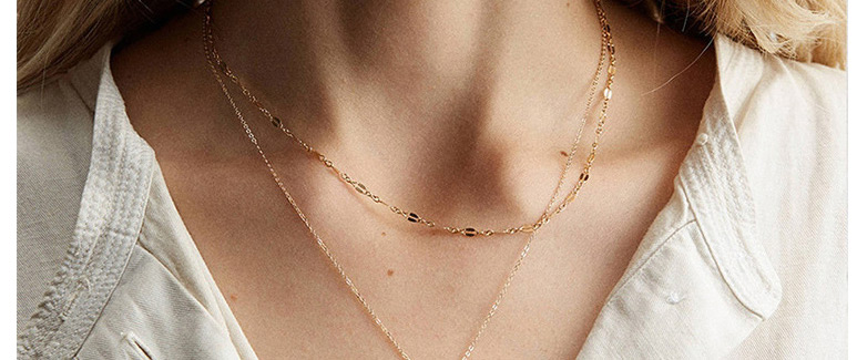 Fashion Gold Stainless Steel Double-layer Gold-plated Necklace,Necklaces
