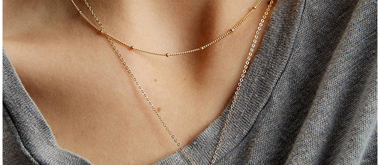 Fashion Gold Double Stainless Steel Chain Necklace,Necklaces