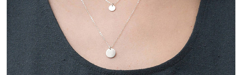 Fashion Steel Color Double Stainless Steel Round Necklace,Necklaces