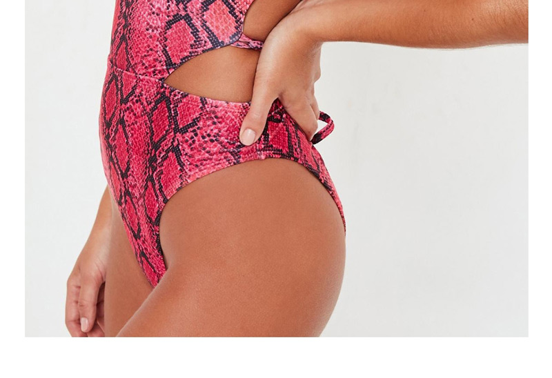 Fashion Rose Red Snake Skin One-piece Swimsuit,One Pieces