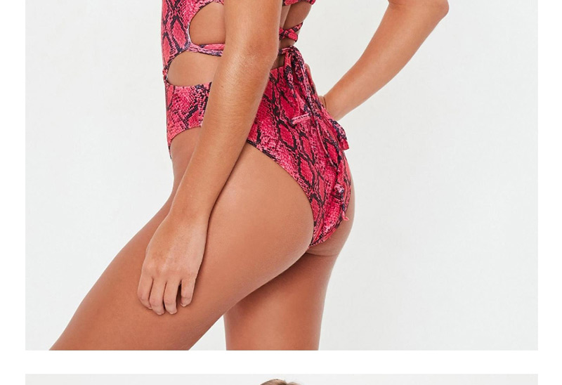 Fashion Rose Red Snake Skin One-piece Swimsuit,One Pieces