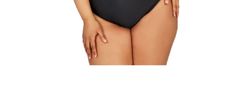 Fashion Black Solid Color Hard Steel Plated One-piece Swimsuit,One Pieces