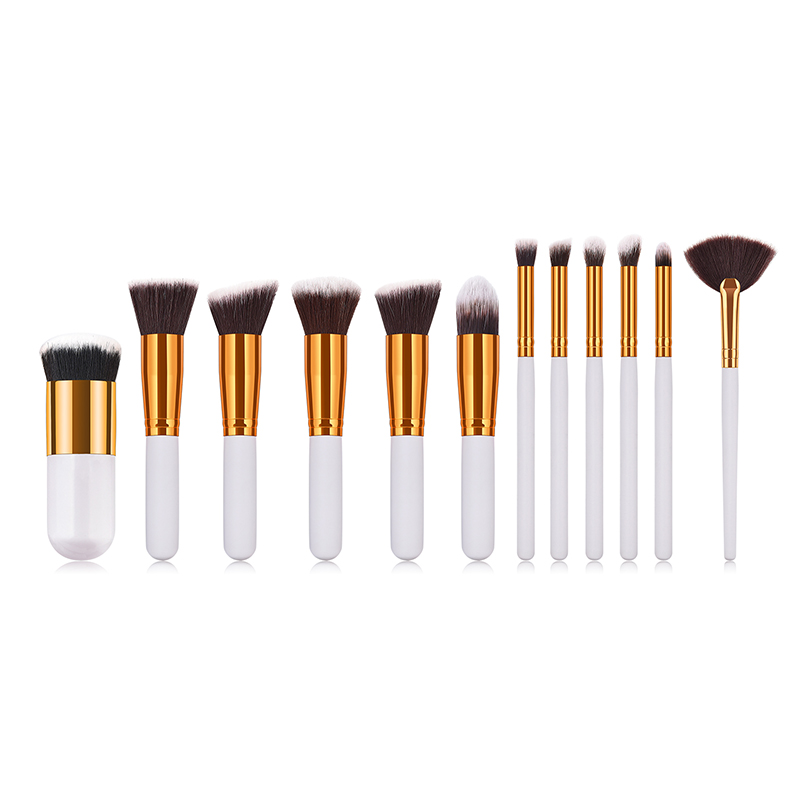 Fashion White 12 Packs - Five Big Five Small Fan-shaped Makeup Brushes,Beauty tools