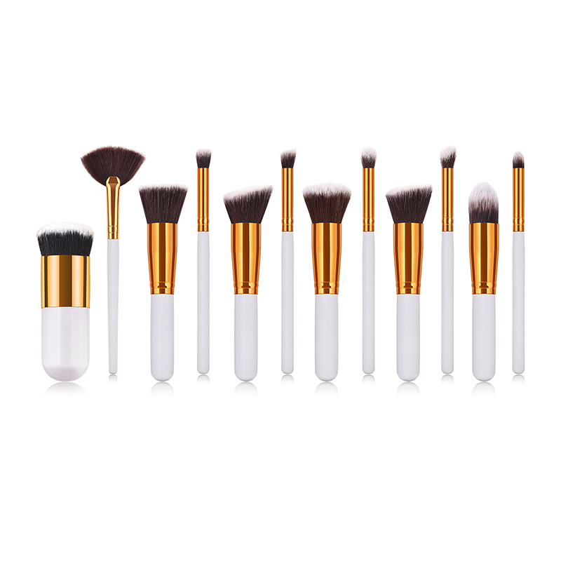 Fashion White 12 Packs - Five Big Five Small Fan-shaped Makeup Brushes,Beauty tools