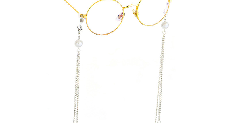 Fashion Silver Pearl Chain Double Buckle Glasses Chain,Sunglasses Chain