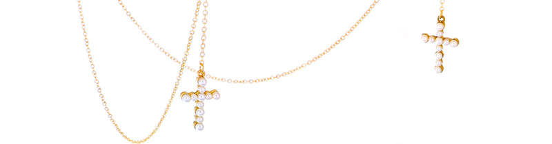 Fashion Gold Metal Color Retention Gold Pearl Cross Glasses Chain,Sunglasses Chain
