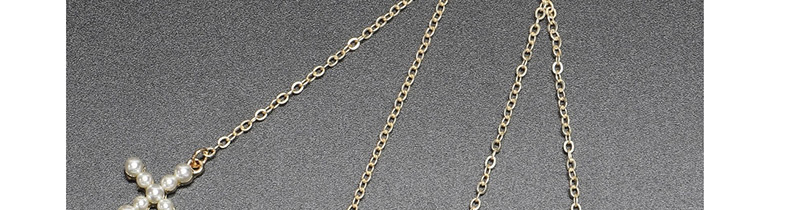 Fashion Gold Metal Color Retention Gold Pearl Cross Glasses Chain,Sunglasses Chain