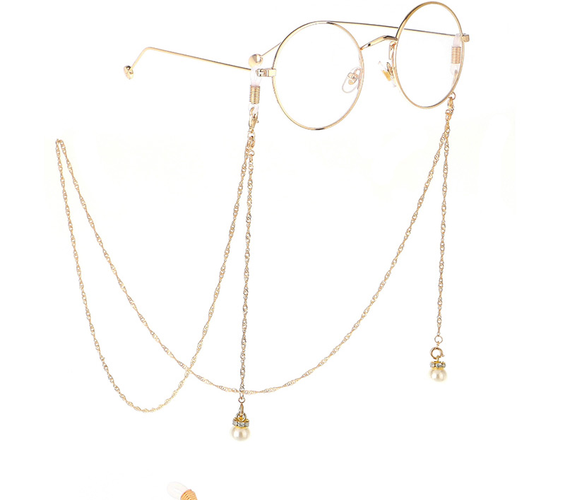 Fashion Silver Wings Hanging Chain Pearl Chain Double Buckle Glasses Chain,Sunglasses Chain