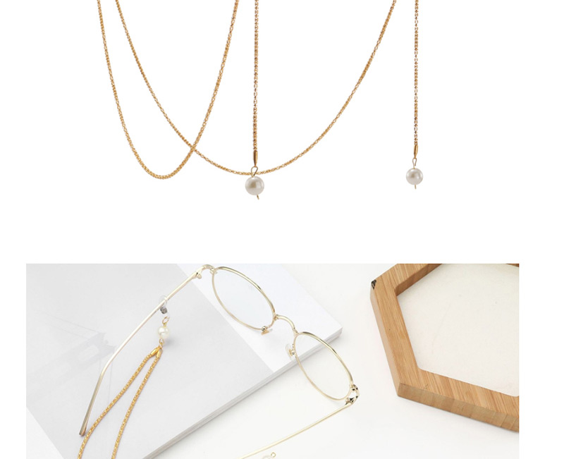 Fashion Gold Hollow Chain Hanging Neck Pearl Glasses Chain,Sunglasses Chain