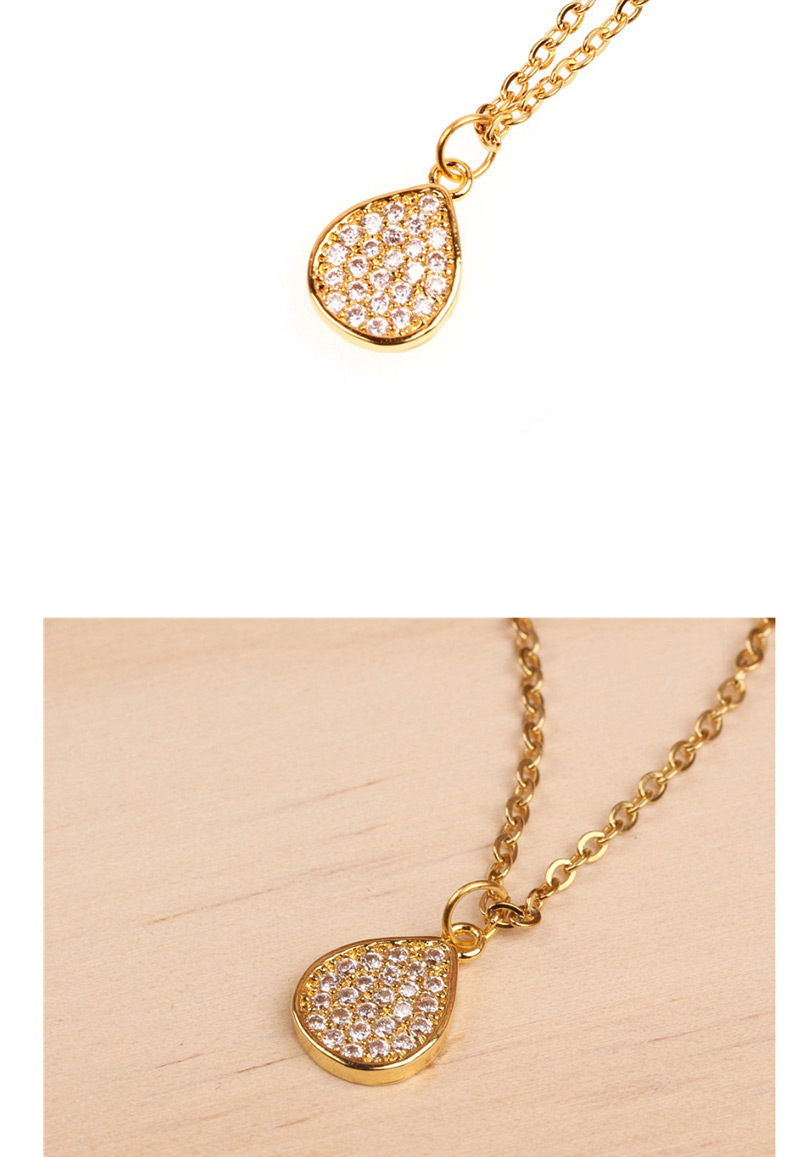 Fashion Blue Diamond Gold Copper Plated Gold Micro Diamond Necklace,Necklaces