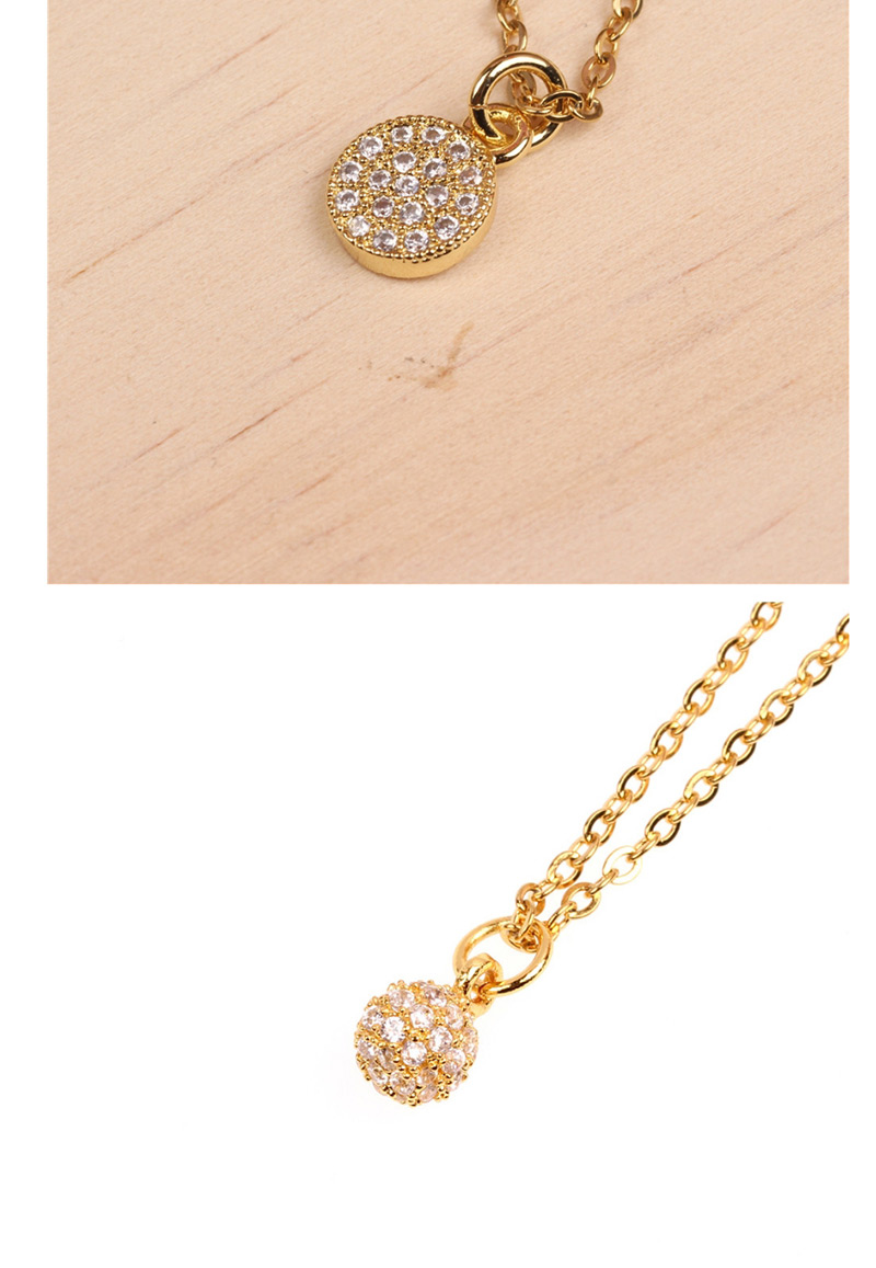 Fashion Round Gold Copper Plated Gold Micro Diamond Necklace,Necklaces